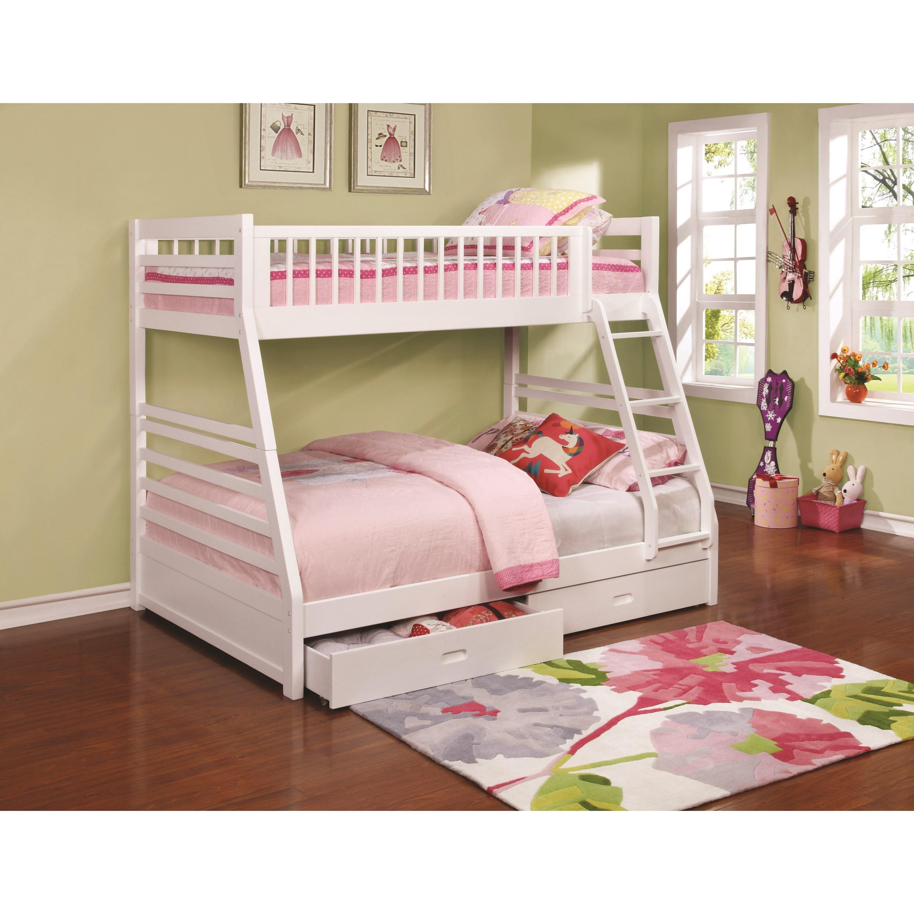 Coaster Furniture Ashton 460180 2-Drawer Wood Twin Over Full Bunk Bed – White