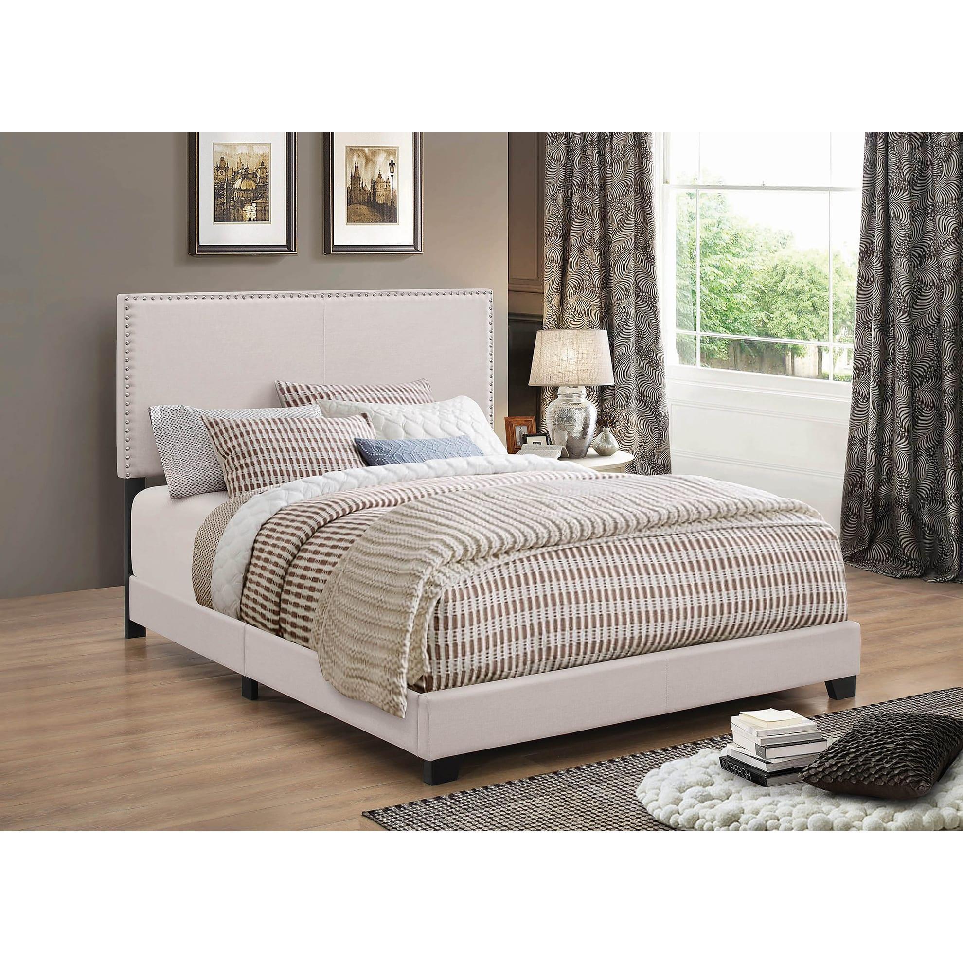 Coaster Furniture Boyd 350051KE Upholstered Eastern King Panel Bed - Ivory - Image 1