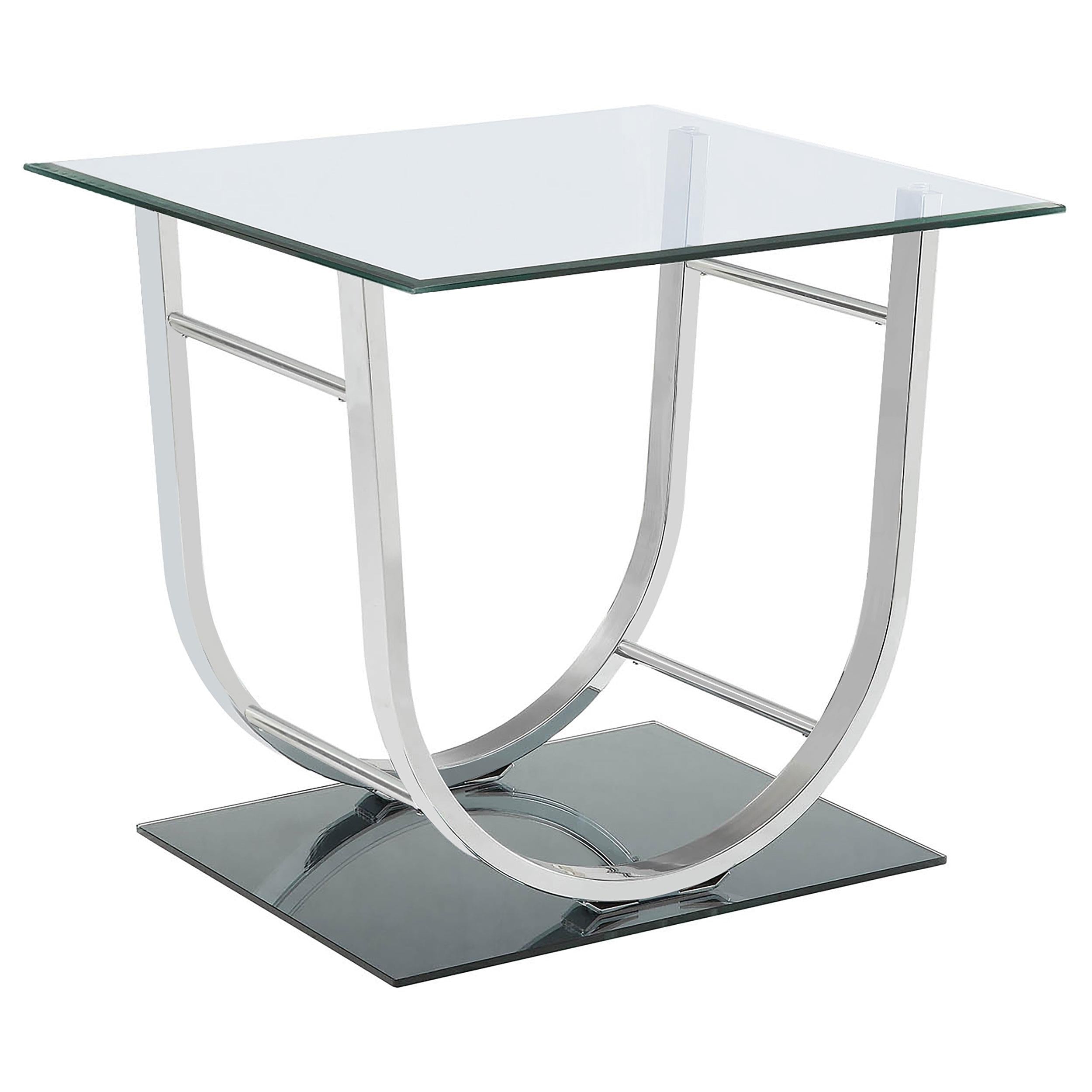 Coaster Furniture Danville 704987 Square U-Shaped Glass Top Side End Table - Chrome - Image 1