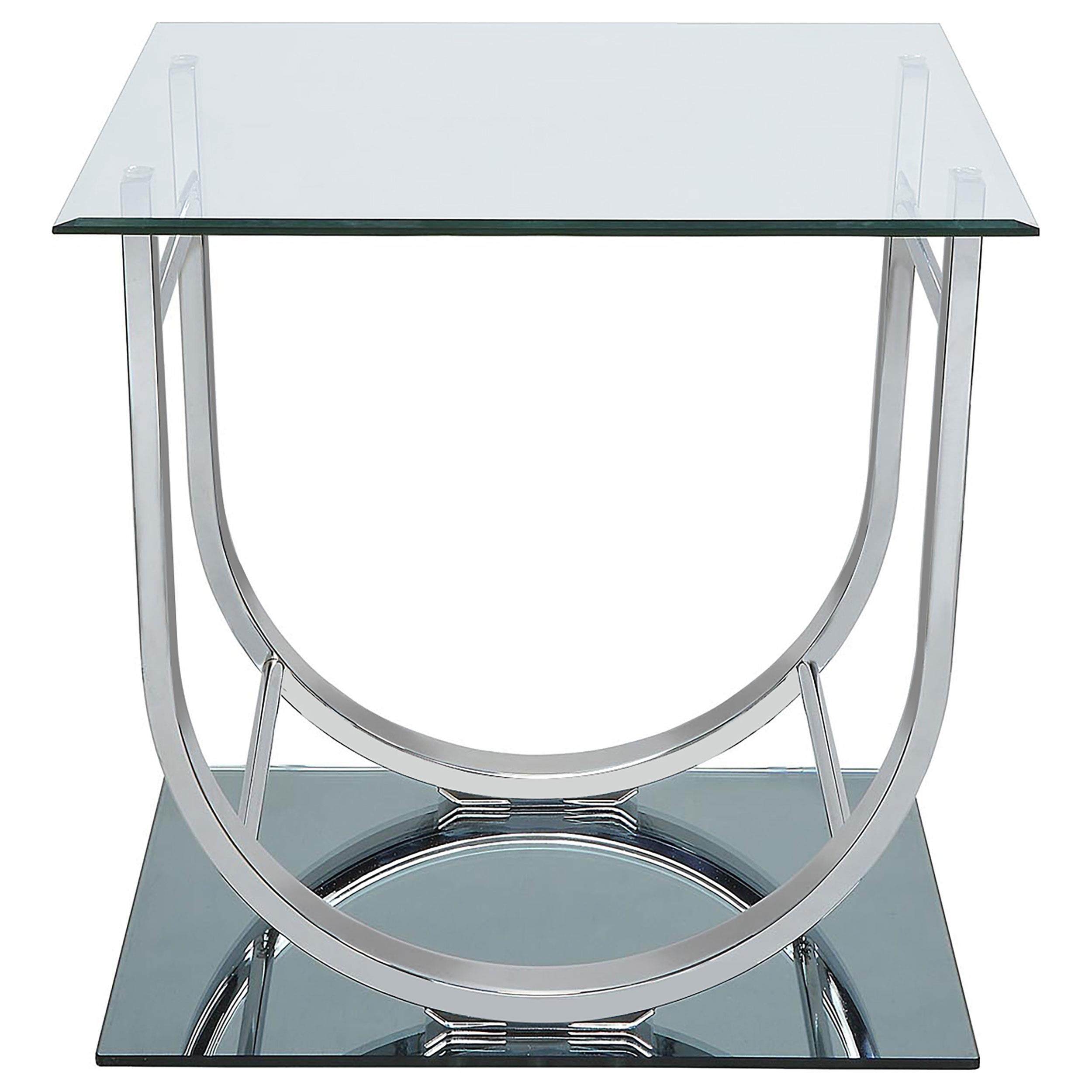 Coaster Furniture Danville 704987 Square U-Shaped Glass Top Side End Table - Chrome - Image 2