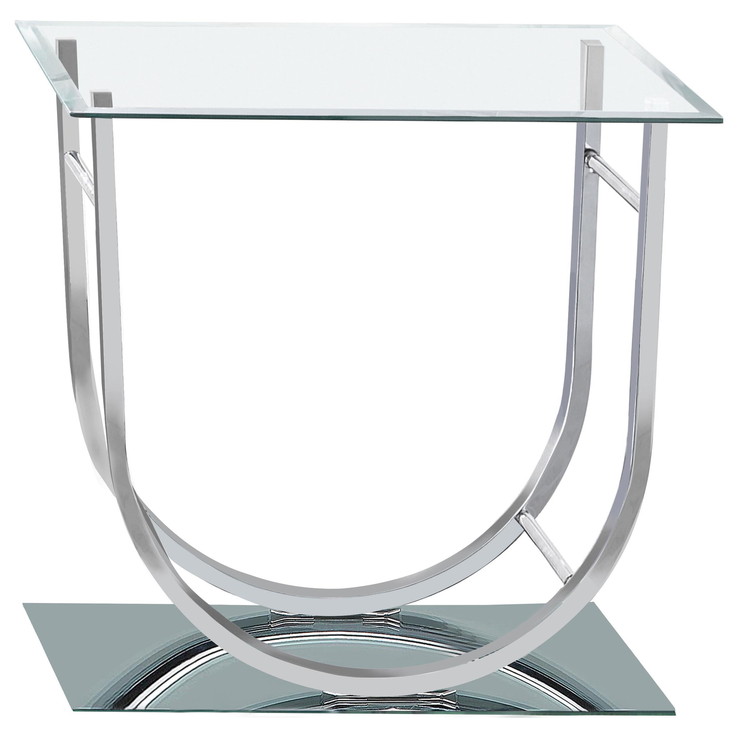 Coaster Furniture Danville 704987 Square U-Shaped Glass Top Side End Table - Chrome - Image 3