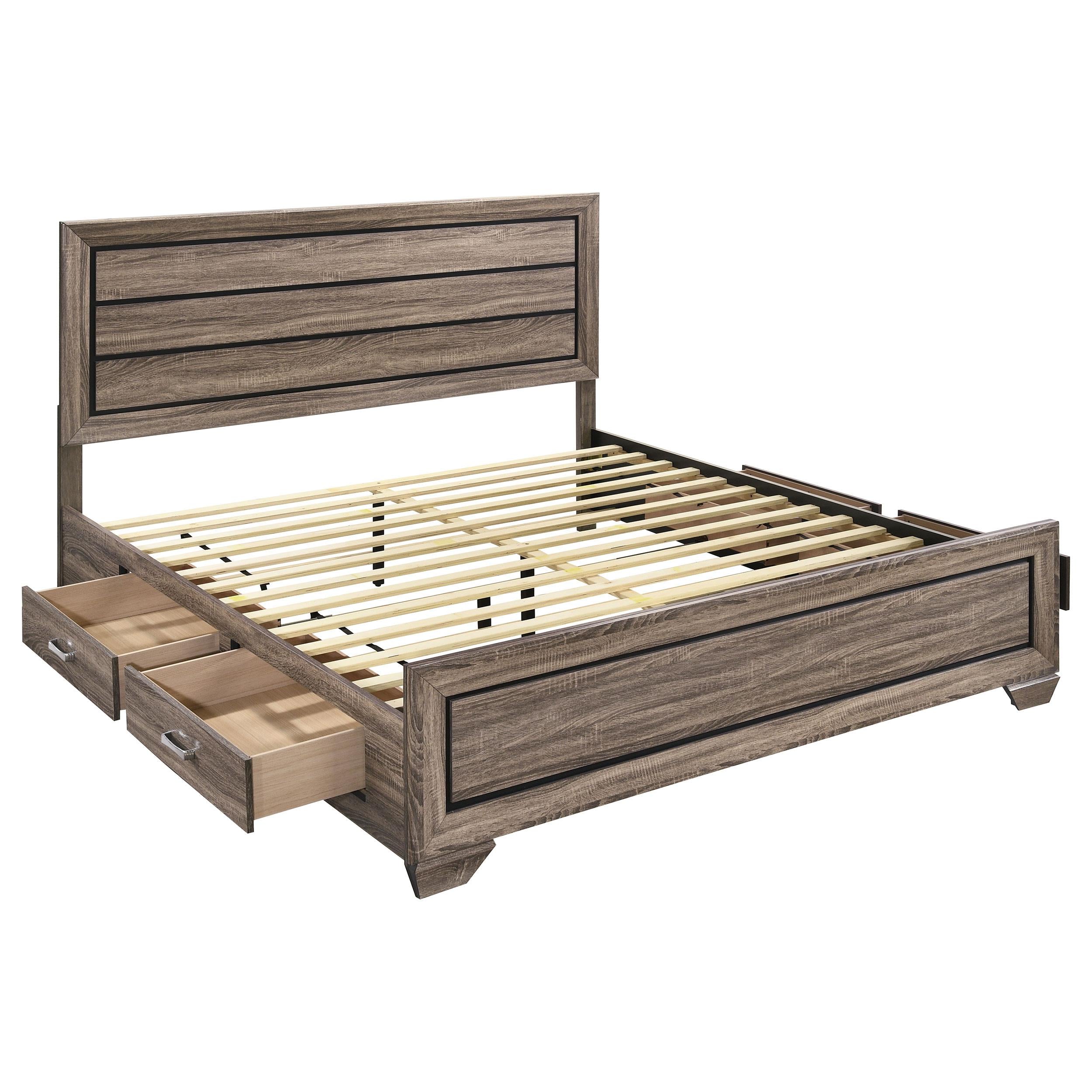 Coaster Furniture Kauffman 204190KE Wood Eastern King Storage Panel Bed - Washed Taupe - Image 2