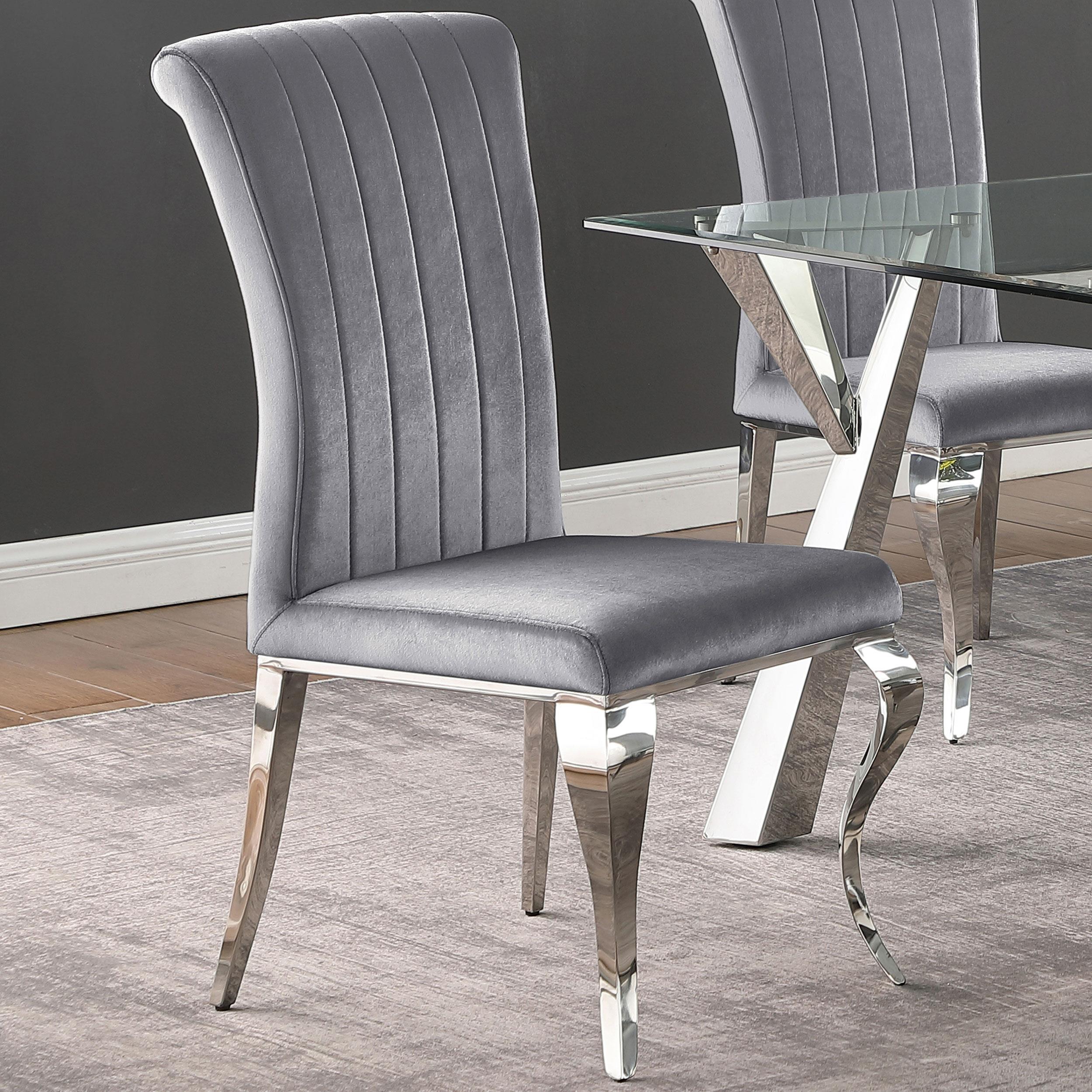 Coaster Furniture Betty 105073 Velvet Upholstered Dining Side Chair - Grey (Set of 4) - Image 3