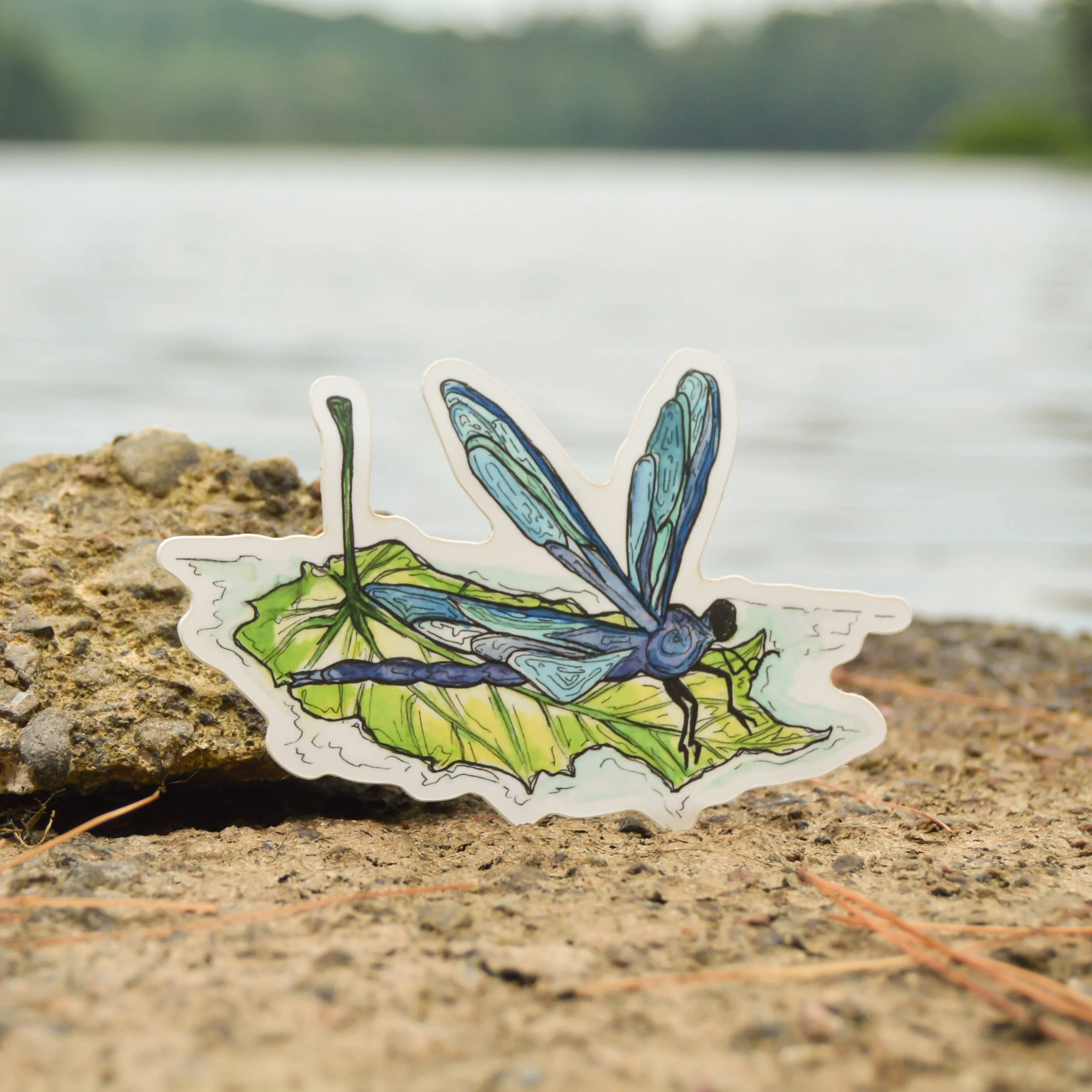 Dragonfly on Leaf Sticker - Image 2