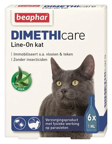 Beaphar DIMETHIcare Line-On Cat – 6 pipettes – Natural & Physically Effective Care Product