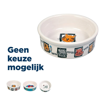 Trixie Cat Food Bowl, Ceramic, Assorted Prints - Image 1