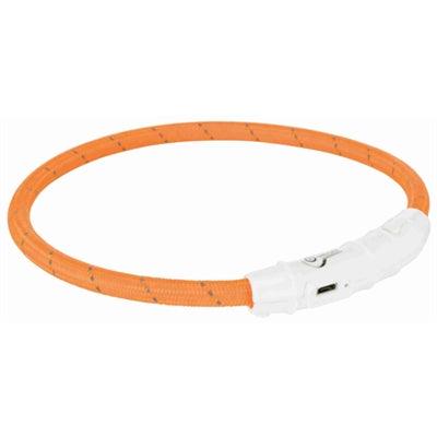 Trixie Orange Rechargeable Luminous Collar – Includes USB Charger – Various Sizes