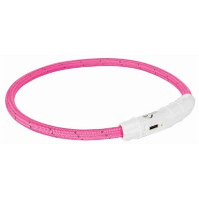 Trixie Pink Light Up Rechargeable Collar – Includes USB Charger – Various Sizes