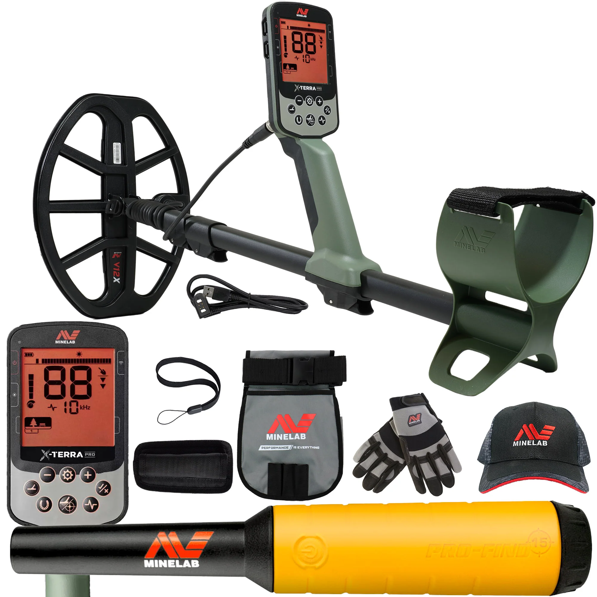 Minelab X-TERRA PRO Metal Detector Bundle with PRO-FIND 15 Pinpointer, Pouch, Hat, and Gloves - Image 2