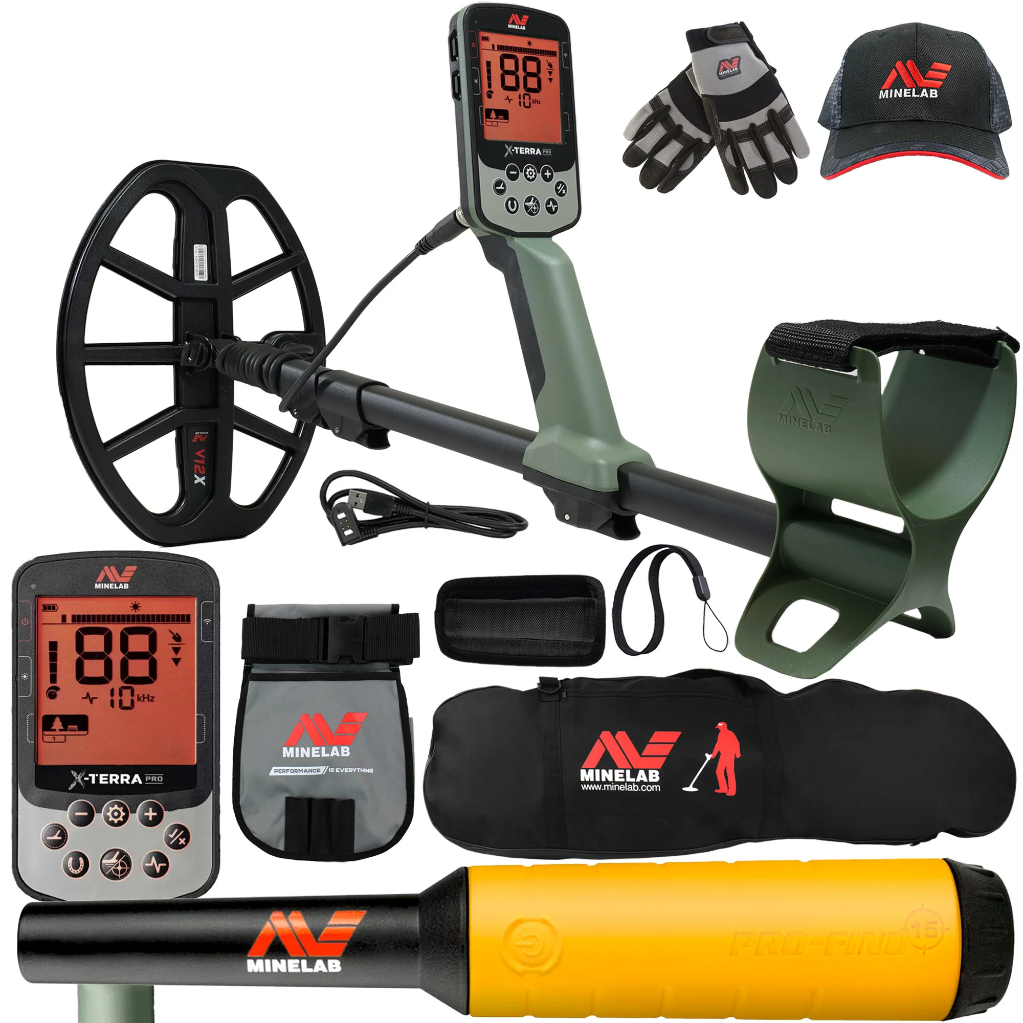 Minelab X-TERRA PRO Metal Detector Bundle with PRO-FIND 15 Pinpointer, Carry Bag, Pouch, Hat, and Gloves - Image 2
