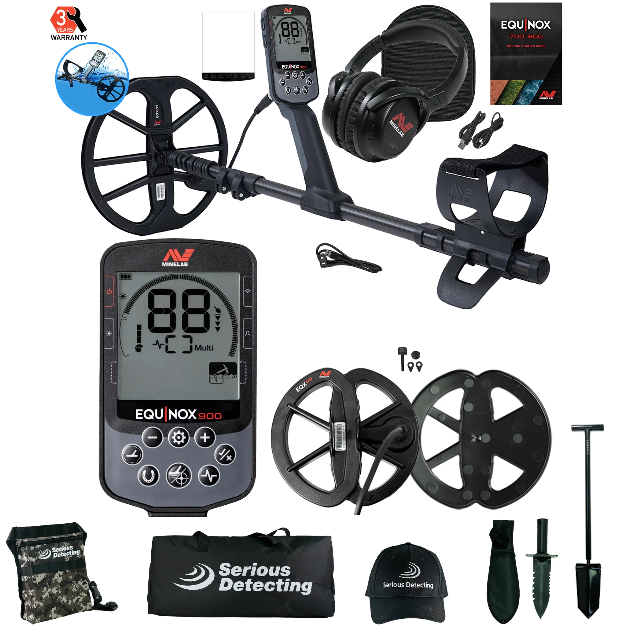 Minelab EQUINOX 900 Multi-IQ Metal Detector with 11" and 6" Coils - Image 1