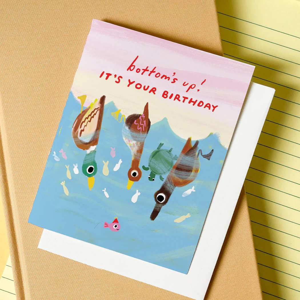 Bottoms Up Birthday - Funny Pun Birthday Card - Image 2