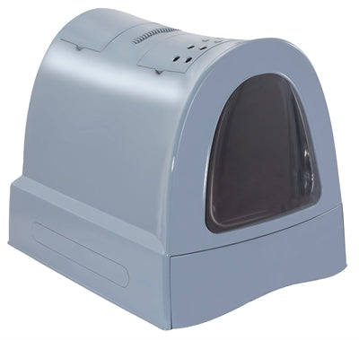 Imac Zuma Cat Litter Box with Sliding Drawer Blue