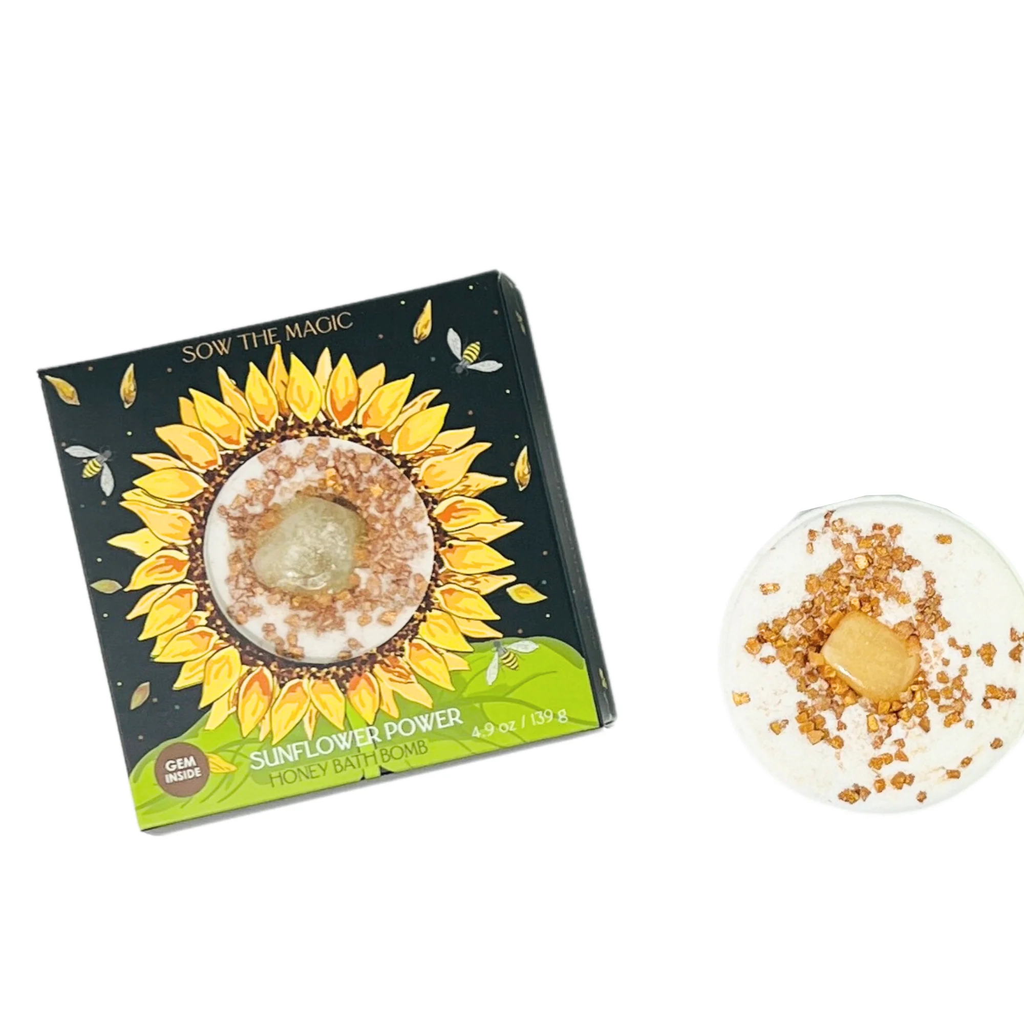 Sunflower Power Honey Bath Bomb with Amber - Image 1