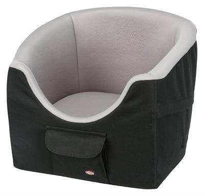Trixie Car Dog Bed – Black/Grey – 45 x 42 x 39 cm – Elevated Car Seat up to 8 kg with Short Leash