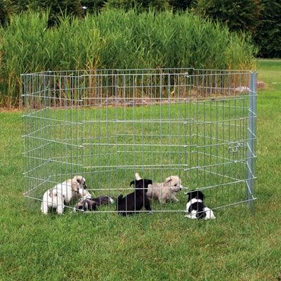 Trixie Natura Puppy Playpen Galvanized Metal – 8 Panels – 61 x 91 cm