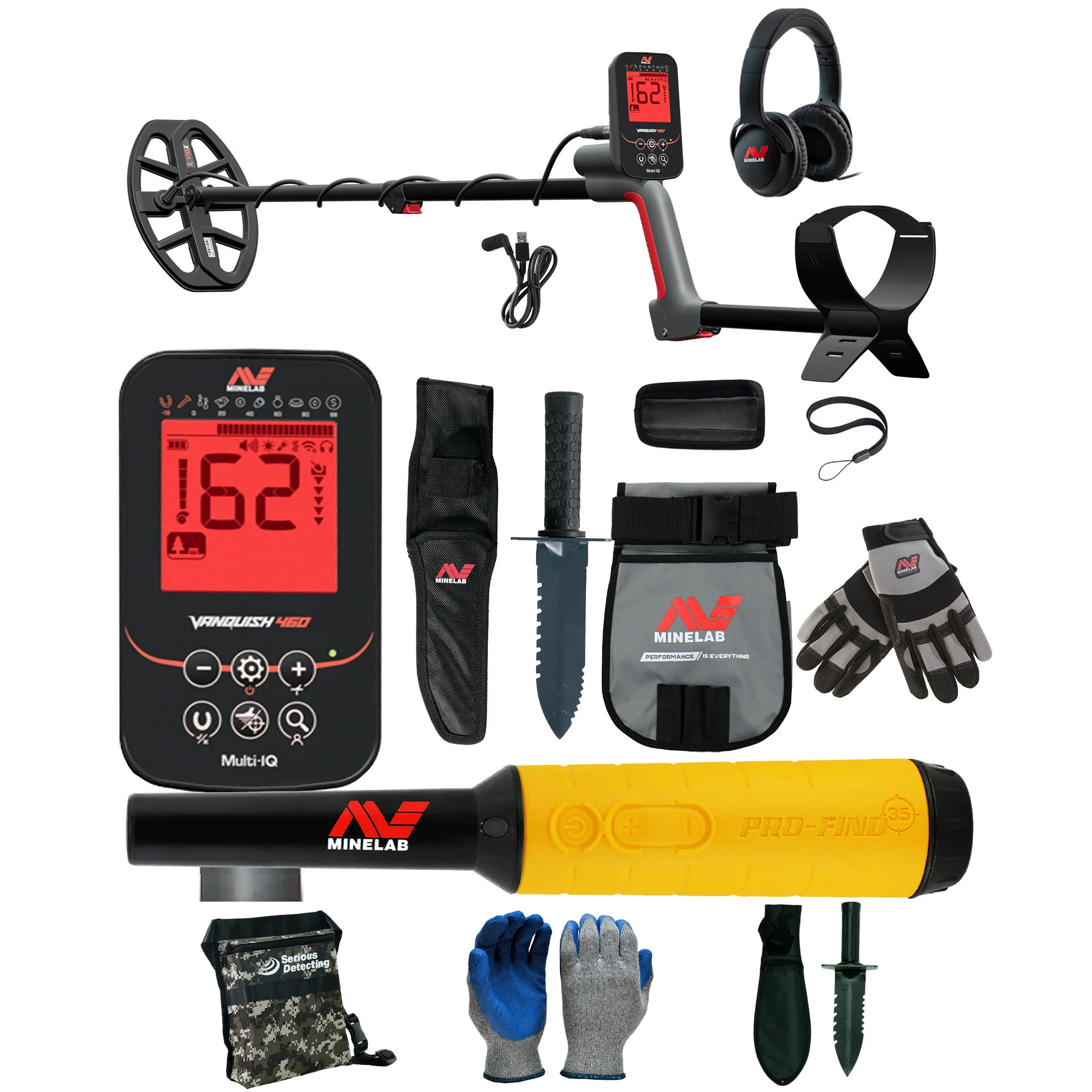 Minelab VANQUISH 460 Waterproof Multi-IQ Metal Detector Bundle