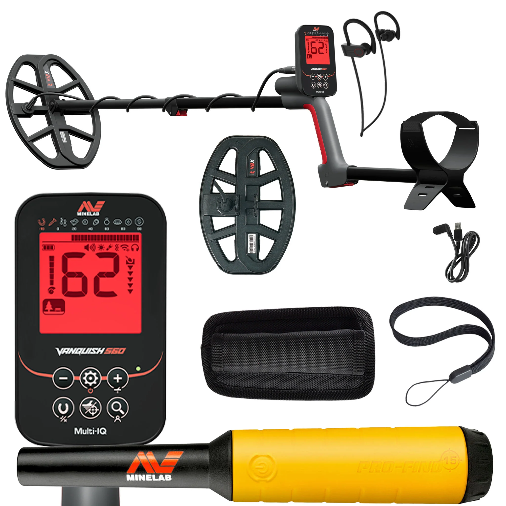 Minelab VANQUISH 560 Pro Pack Waterproof Multi-Frequency Metal Detector with V12x Coil, V8x Coil, and PRO-FIND 15 Pinpointer - Image 2