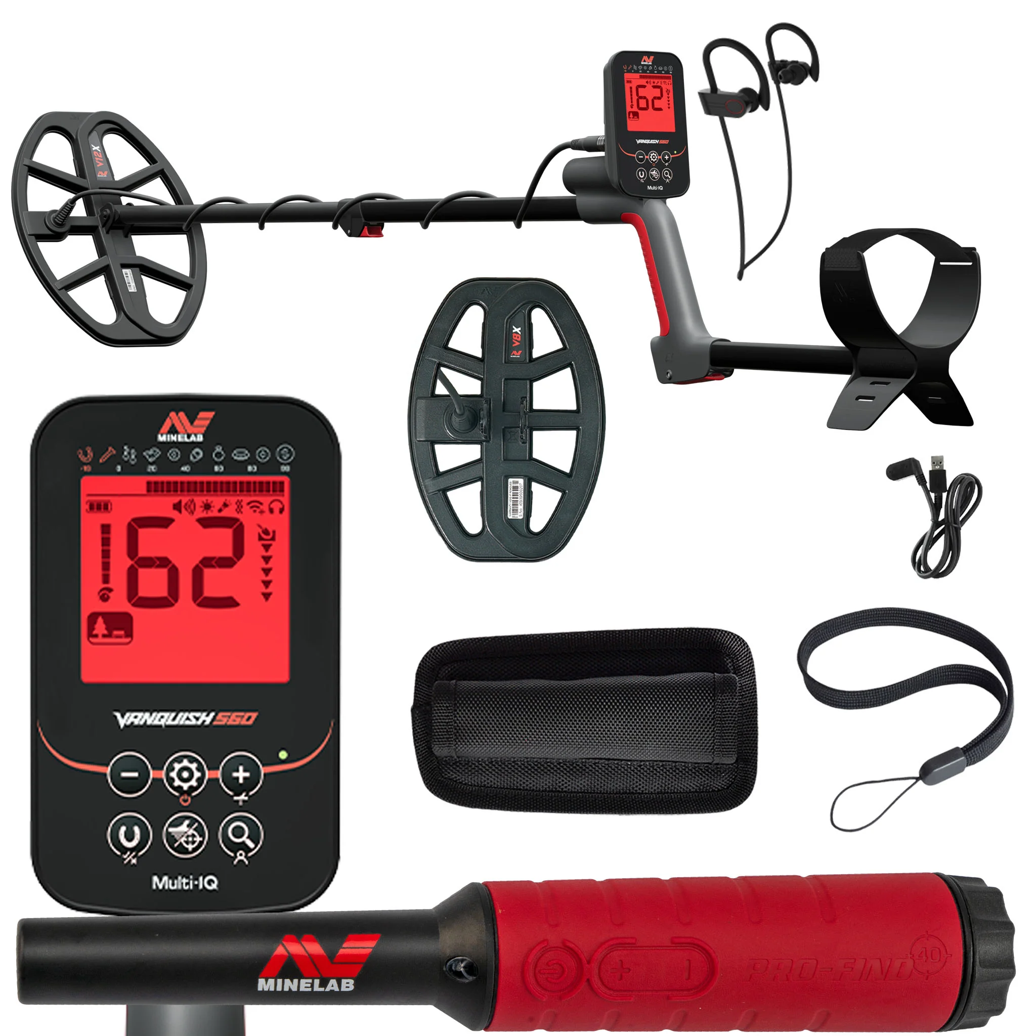 Minelab VANQUISH 560 Pro Pack Waterproof Multi-Frequency Metal Detector with V12x Coil, V8x Coil, and PRO-FIND 40 Pinpointer - Image 2
