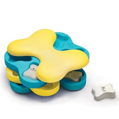 Dog Tornado Turquoise/Yellow – interactive dog toy puzzle – long-lasting fun