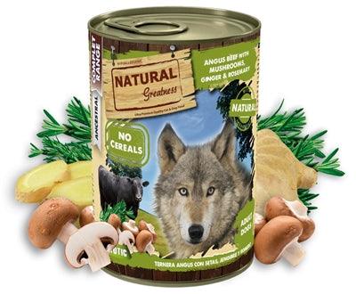 Natural Greatness Angus Beef with Mushrooms, Ginger and Rosemary – Complete wet food for dogs – 400 grams