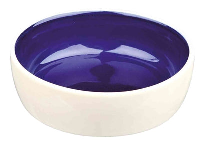 Trixie Cat Food Bowl, Ceramic, Cream/Blue - Image 1