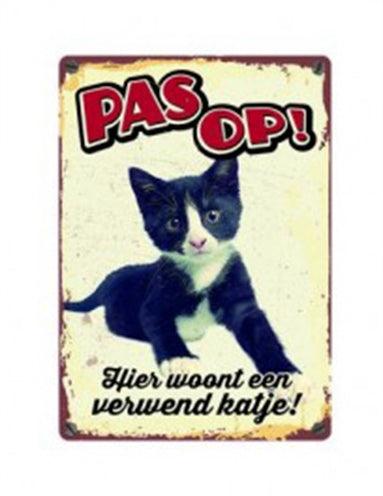 Plenty Gifts Warning Sign Tin Pampered Kitten