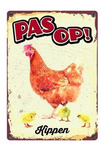 Plenty Gifts Warning Sign Tin Chickens