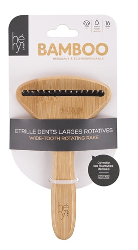 Hery Labo Louse Comb, Coarse, with Rotating Teeth, Bamboo