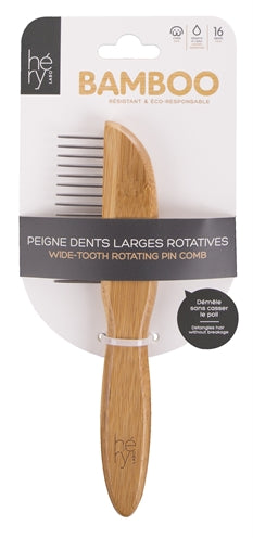 Hery Labo Comb, Coarse, with Rotating Bamboo Teeth