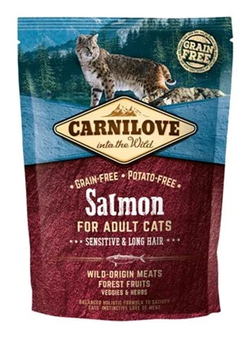 Carnilove Salmon Sensitive / Long Hair – Grain-free cat food for sensitive cats with long hair - Image 1
