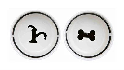 Trixie Food Bowl / Water Bowl Set Eat On Your Feet White / Black - Image 2