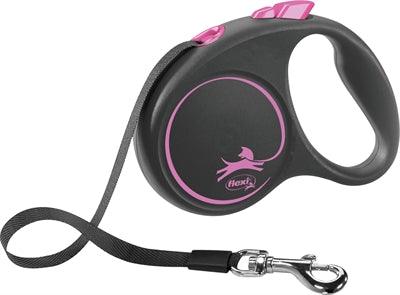 Flexi Roll Line Black Design Tape Pink – 5 meters – for dogs up to 15, 25 or 50 kg