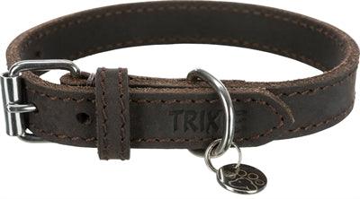 Trixie Dog Collar Rustic Greased Leather Dark Brown – 27-34 x 1.8 cm