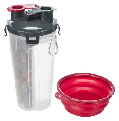 Trixie Dog Drinking and Feeding Bottle with Travel Bowl – 2 x 350 ml – Plastic & Silicone – For Walking and Traveling