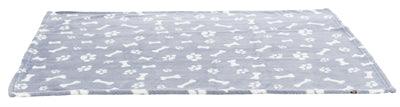 Trixie Dog Blanket Kenny Fleece Bone / Paws Blue - available in 3 sizes - Image 2