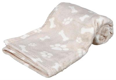 Trixie Dog Blanket Kenny Fleece Bone / Paws Beige – 75×50 cm dog blanket