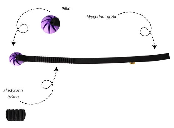Dingo Zabawka dla psa - Szarpak Piłka z rączką bungee 6cm - Image 3