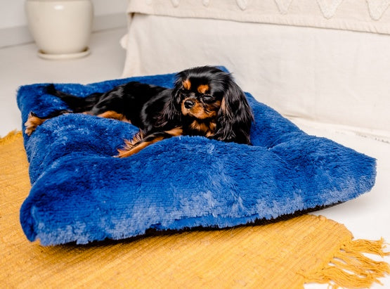 legowisko MIMIKO Pets Shaggy prostokątne XL 85x65 cm chabrowe - puszysta tkanina z antypoślizgowym spodem - Image 3