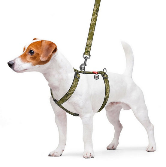 Collar WauDog Nylon Szelki nylonowe anatomiczne w kształcie litery H, z QR-paszportem, plastikowy fastex, wzór MILITARY, rozmiar L 25mm - Image 3