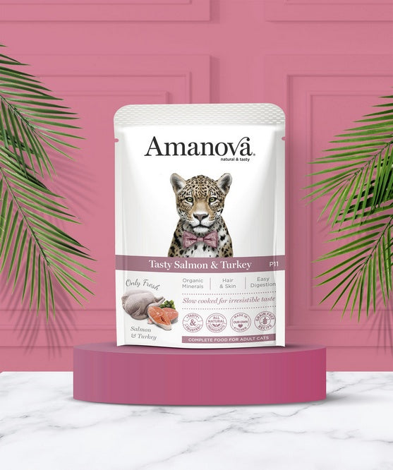 Amanova Cat Tasty Salmon & Turkey - 97,5% składników pochodzenia zwierzęcego - Image 3