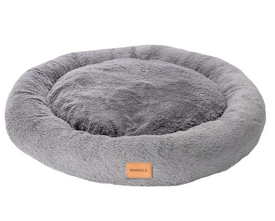 MIMIKO Pets Legowisko Shaggy okrągłe XXL 100cm szare - Image 1