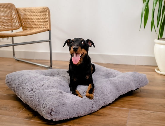 mimiko pets legowisko Shaggy prostokątne XL 85x65 cm szare - antypoślizgowy spód i miękki shaggy - Image 3