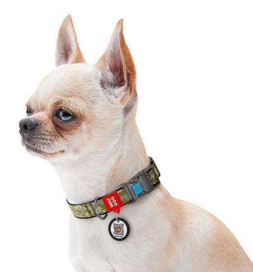 Collar WauDog Nylon Obroża nylonowa z QR-paszportem, plastikowy fastex, wzór MILITARY, M 20mm/28-40cm - Image 3