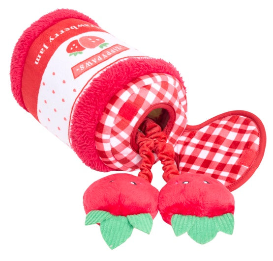ZippyPaws pluszowa norka bungee dla psa dżem truskawkowy - piszczące zabawki na gumce, bez szukania po domu - Image 3