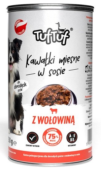 TUF TUF Kawałki mięsne z wołowiną dla psa puszka 415g - Image 2