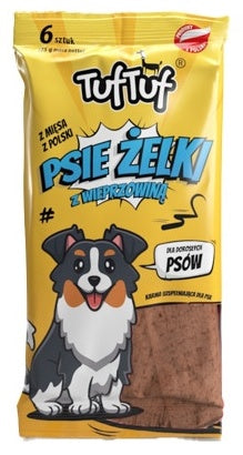 TUF TUF psie żelki paski z wieprzowiną 6 szt - sprężyste i miękkie do nagradzania - Image 1