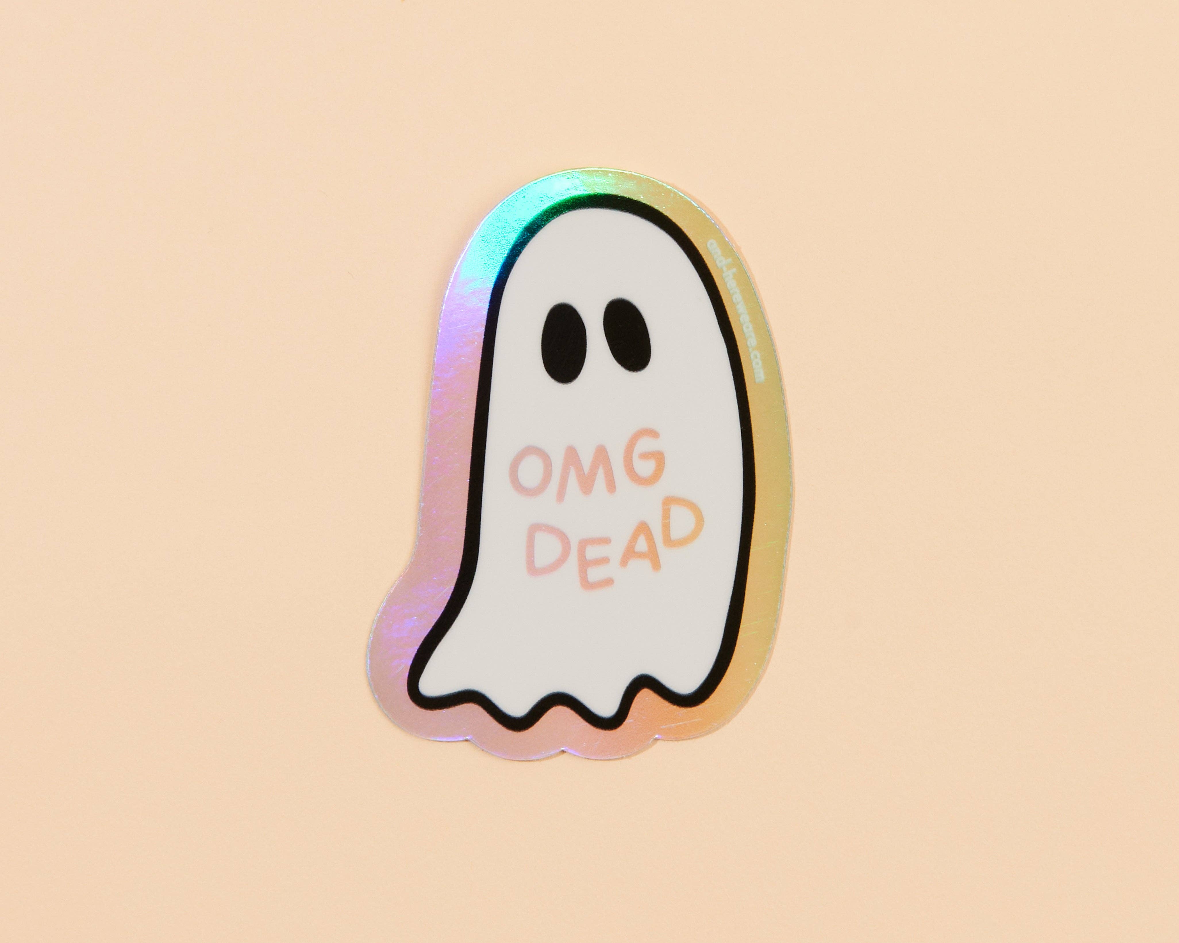 OMG Dead Halloween Ghost Holographic Vinyl Sticker - Image 1