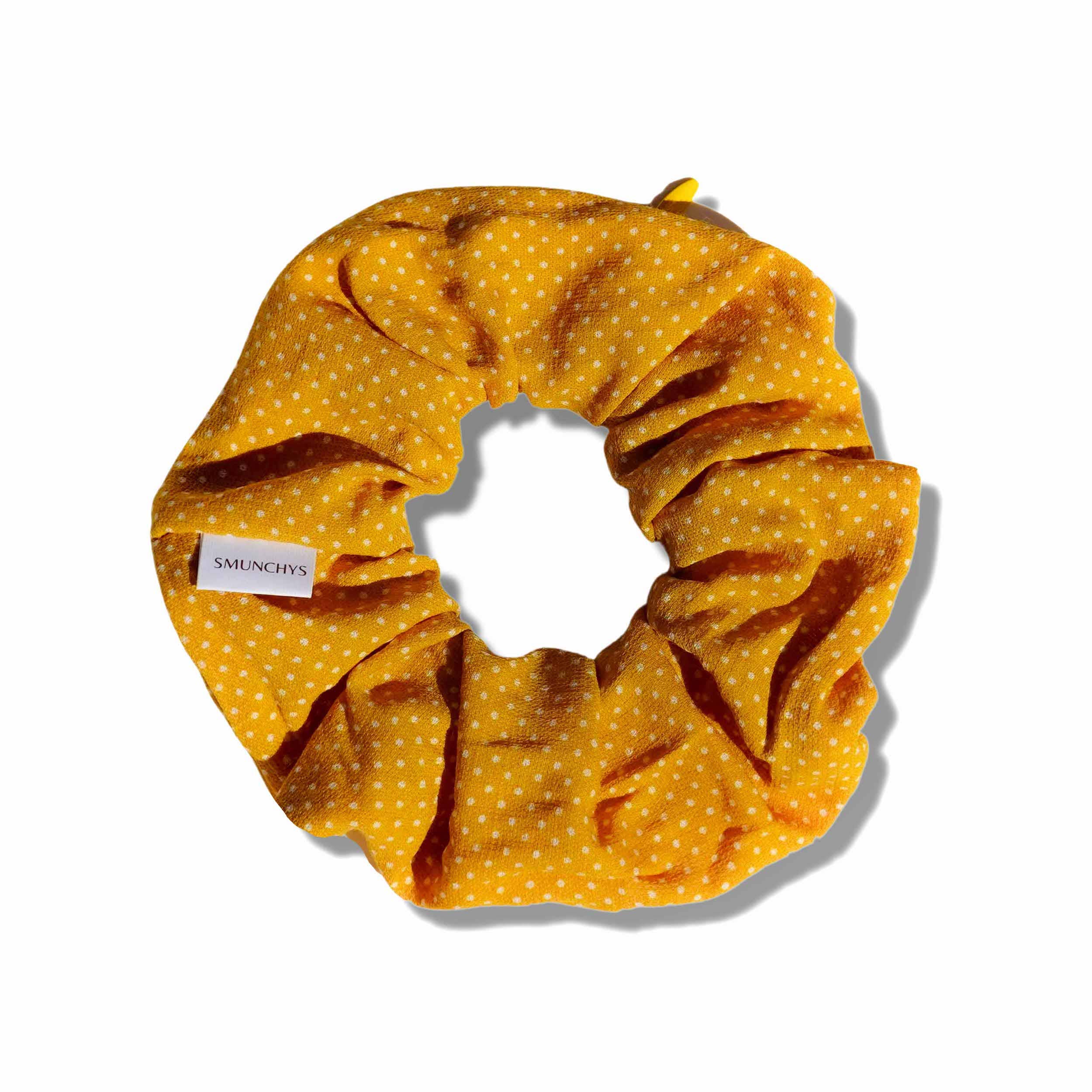 Mustard Polka Dot Zipper Scrunchie - Image 1