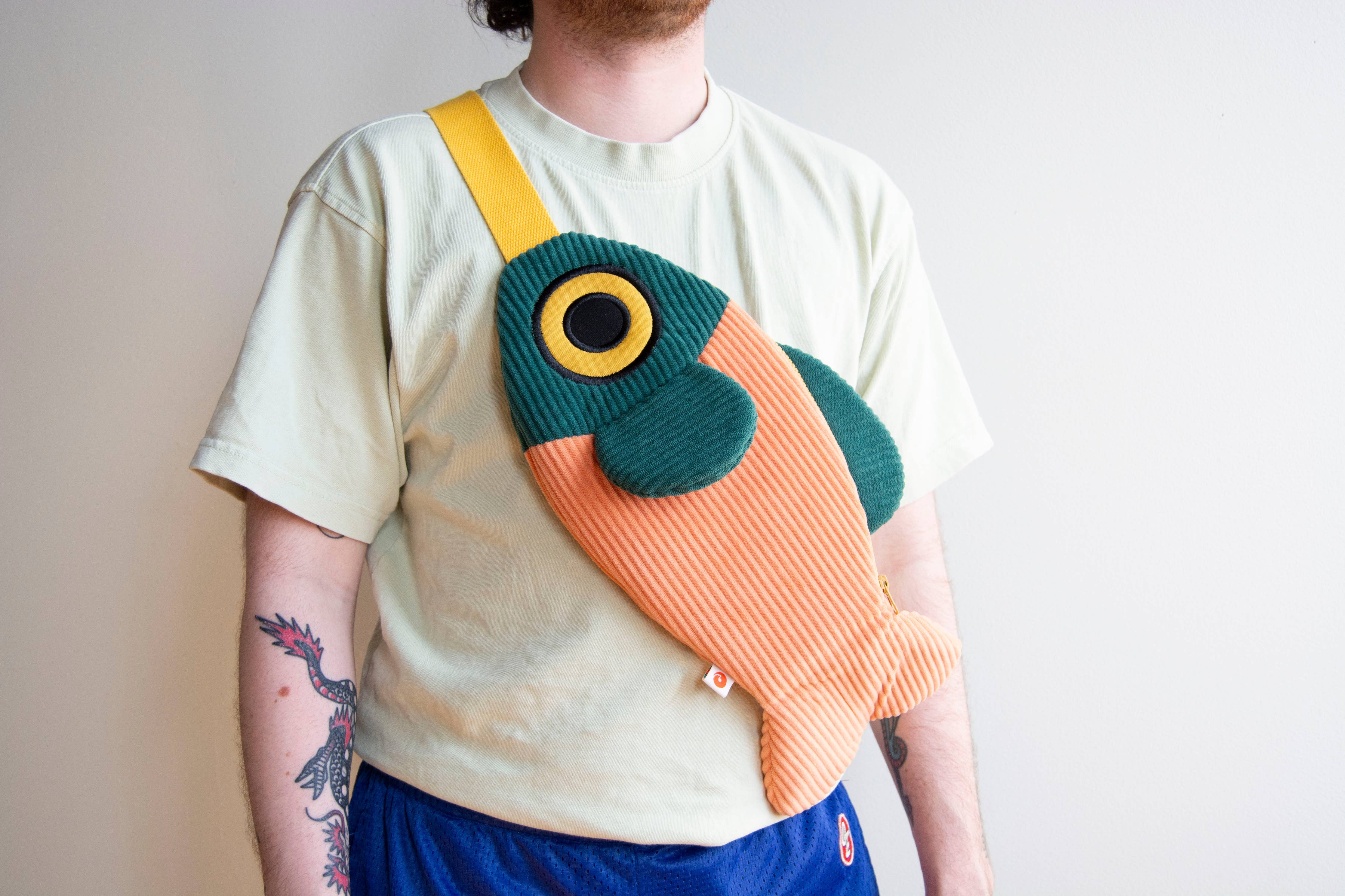 The Fish Bag - Coral / Dark Green - Image 1